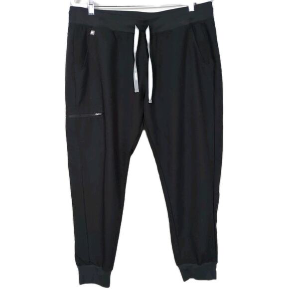 FIGS High Waisted Zamora Jogger Scrub Pants Black PO 1605 Women's Petite XL - Picture 2 of 6
